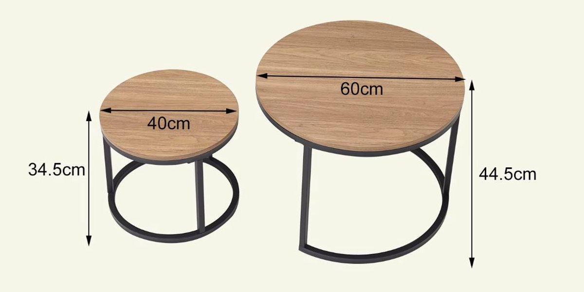 JOYNEXTBUY Salontafel set 2-in-1 - Ronde Bijzettafels - Nesttafels - Scandinavisch - Multifunctioneel - Koffietafel - Dark Oak