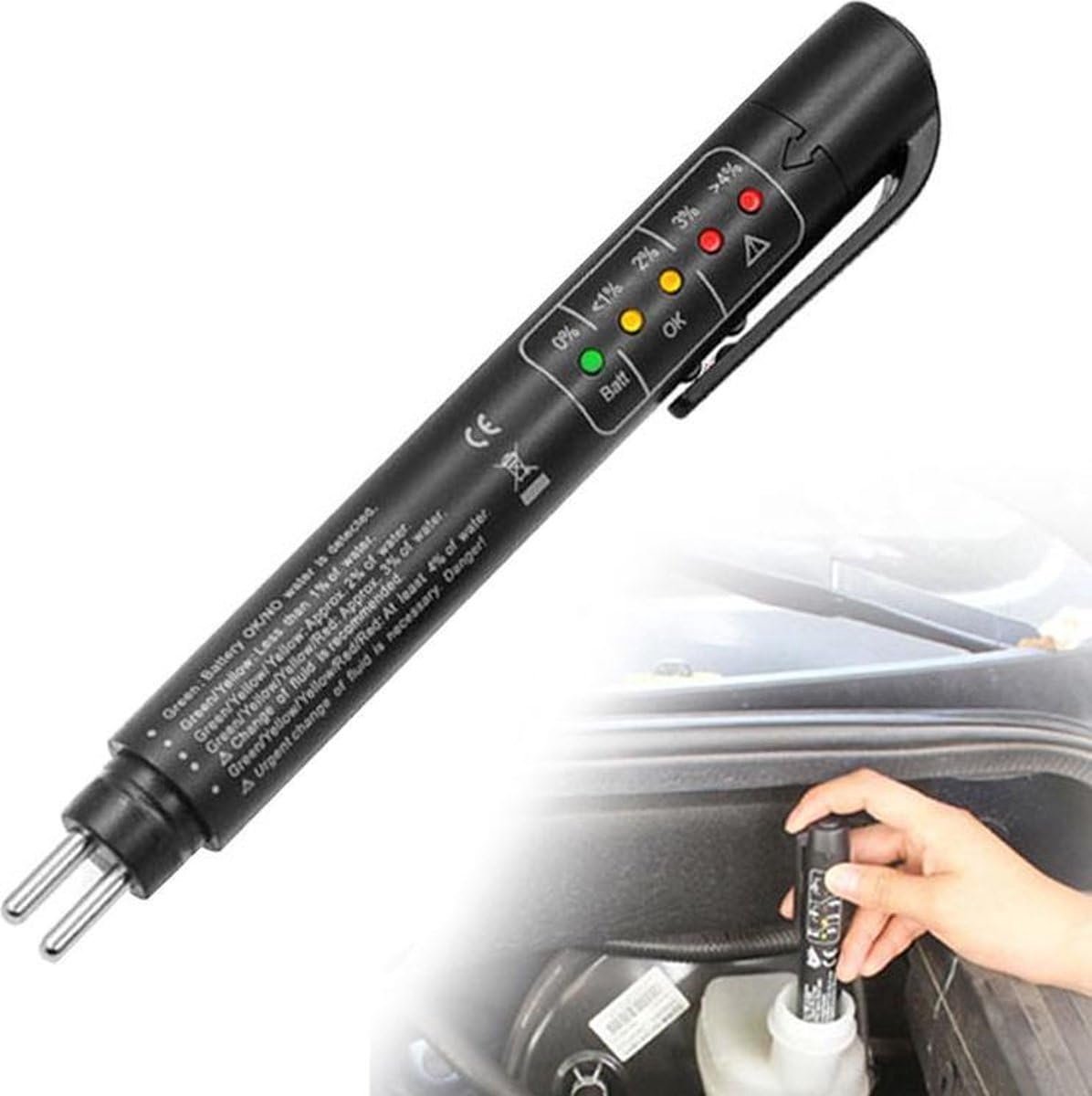 Okado Remvloeistoftester Pen – LED Remvloeistof Tester voor Auto – Universele Remvloeistof Testpen voor Waterpercentage – Snel en Eenvoudig Testen – Zwart