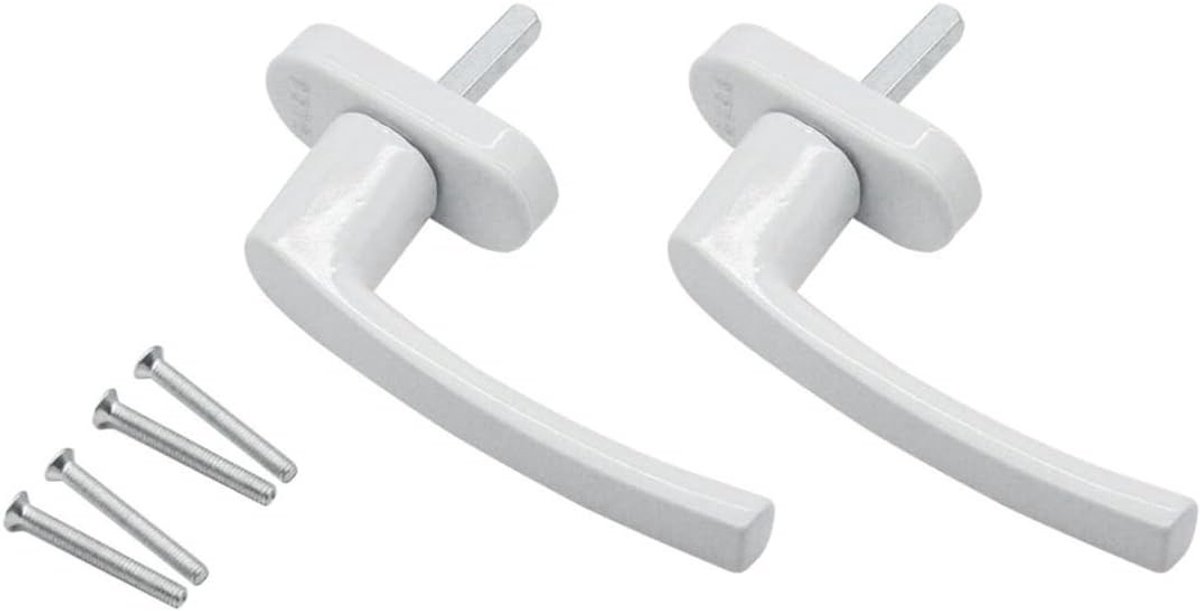 Set van 2 aluminium raamhandles met veiligheidspen, 35 mm lengte, kindveilige raamvergrendeling in wit