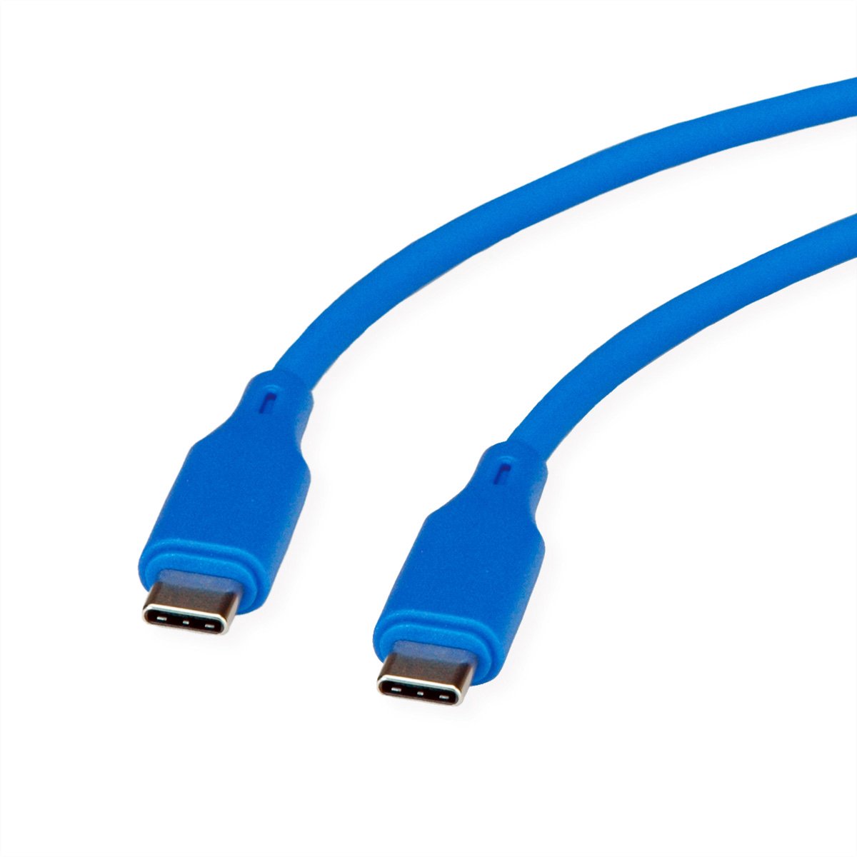 ROLINE USB 2.0-kabel, type C-C, M/M , Silicone, 60W, blauw, 1 m