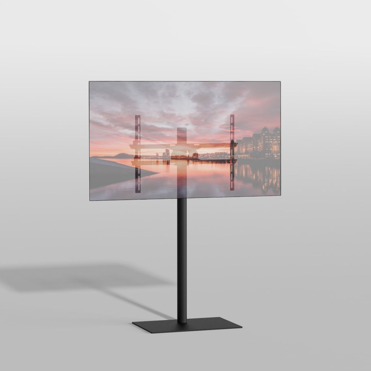 TV vloerstatief SQUARE 120 Design Tv standaard Trendy Zwart Staal 32-65”