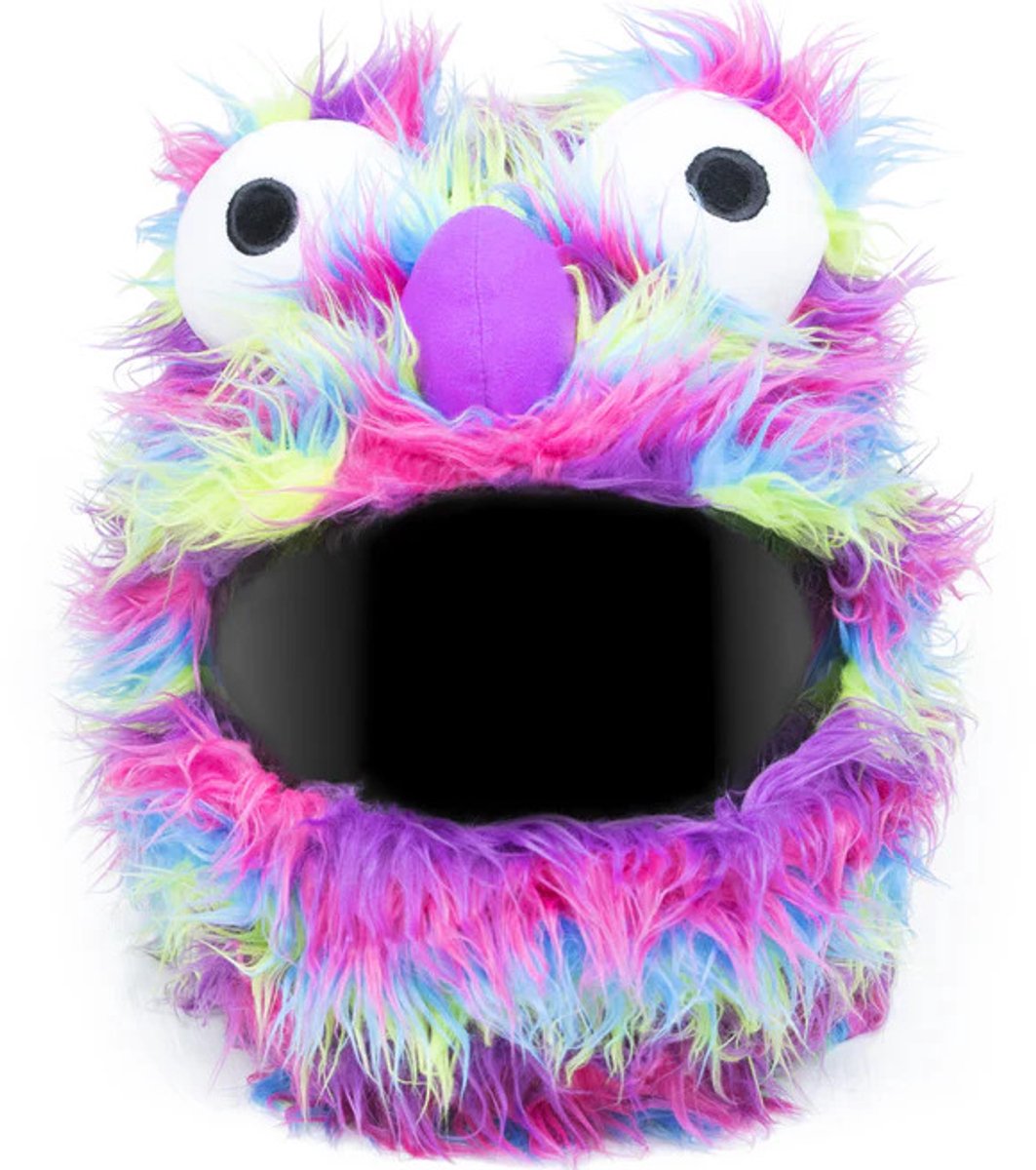 Helmhoes – Regenboog Muppet – Pluche Motorhelm Decoratie – Helm Mascotte – Universeel Motorhelm Accessoire