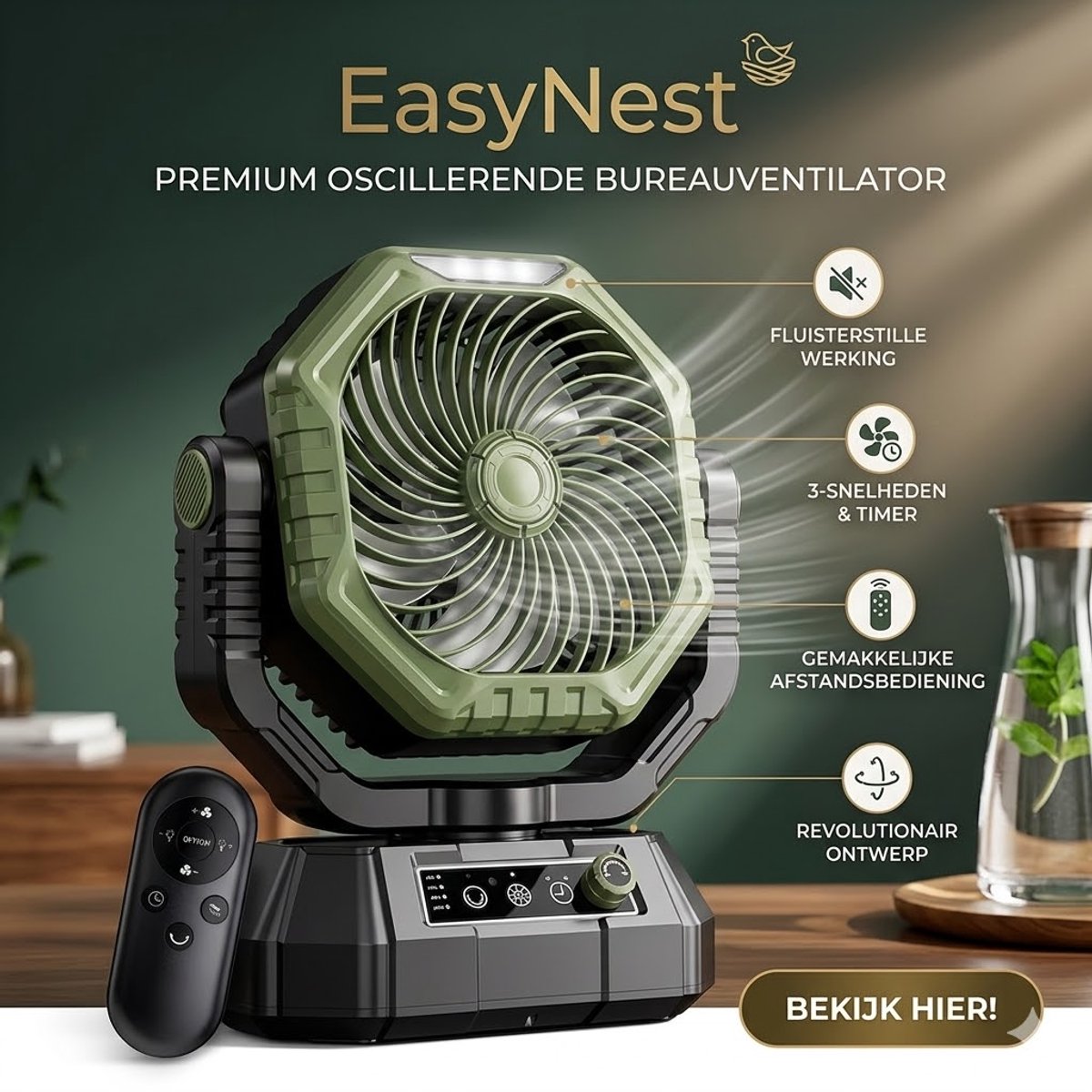 20000mAh Oplaadbare Camping Ventilator met Afstandsbediening – 3-in-1 Draagbare Ventilator met LED Licht, Timer & 90° Rotatie voor Tent, RV & Outdoor
