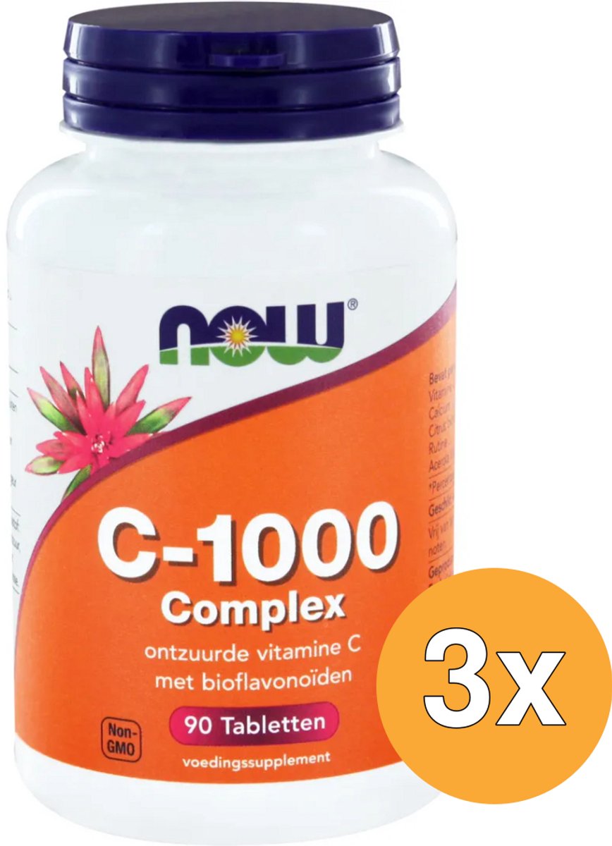 3x Now Vitamine C 1000 mg complex (90 tabletten)