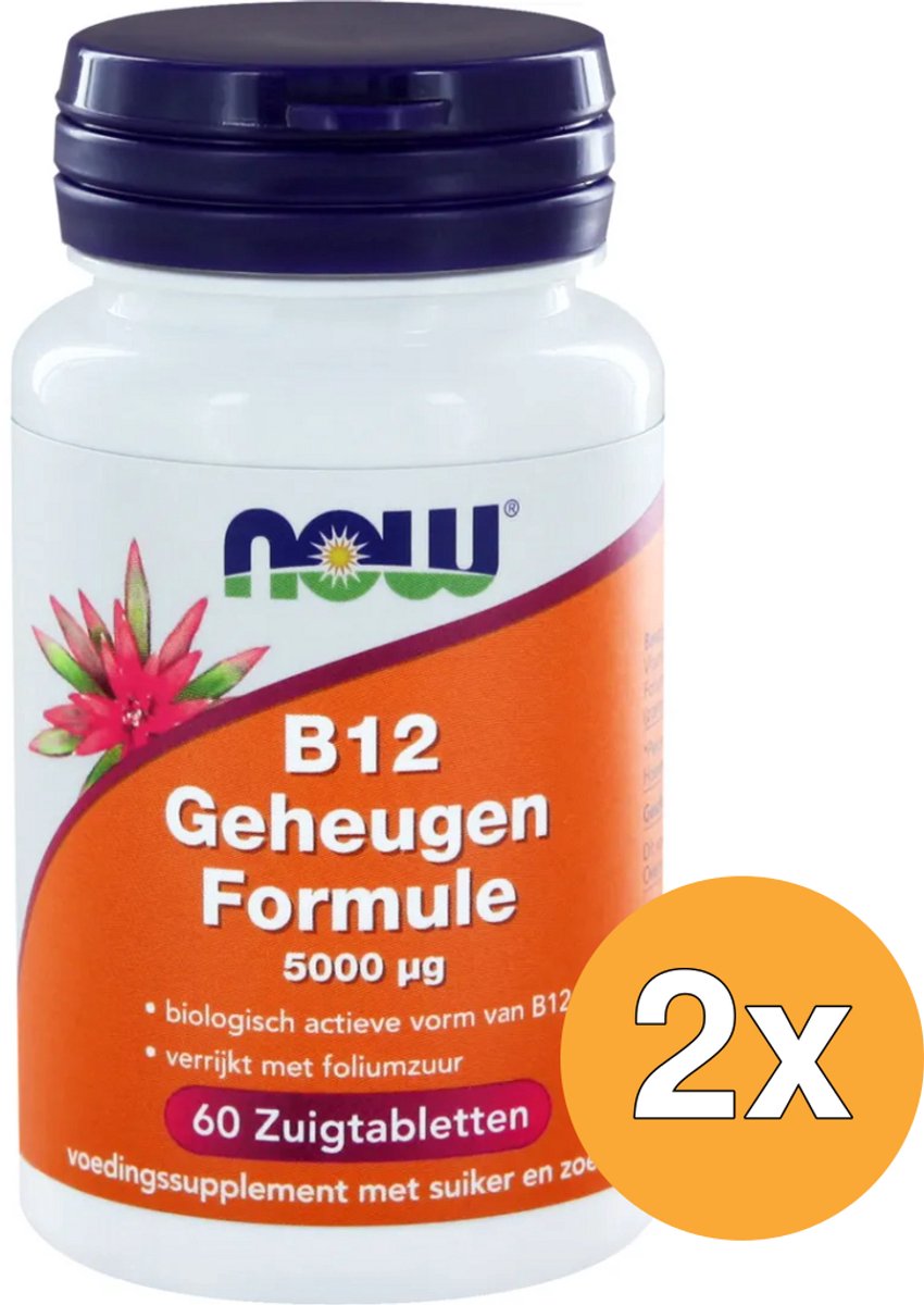 2x Now Vitamine B12 geheugenformule 5000 mcg (60 zuigtabletten)