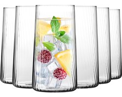 KROSNO | Hoge Drinkglazen | Set van 6 - 550 ml | Avant-Garde LUMI Collectie | Loodvrij Glas voor Water, Sap, Frisdrank en Cocktails | Vaatwasserbestendig