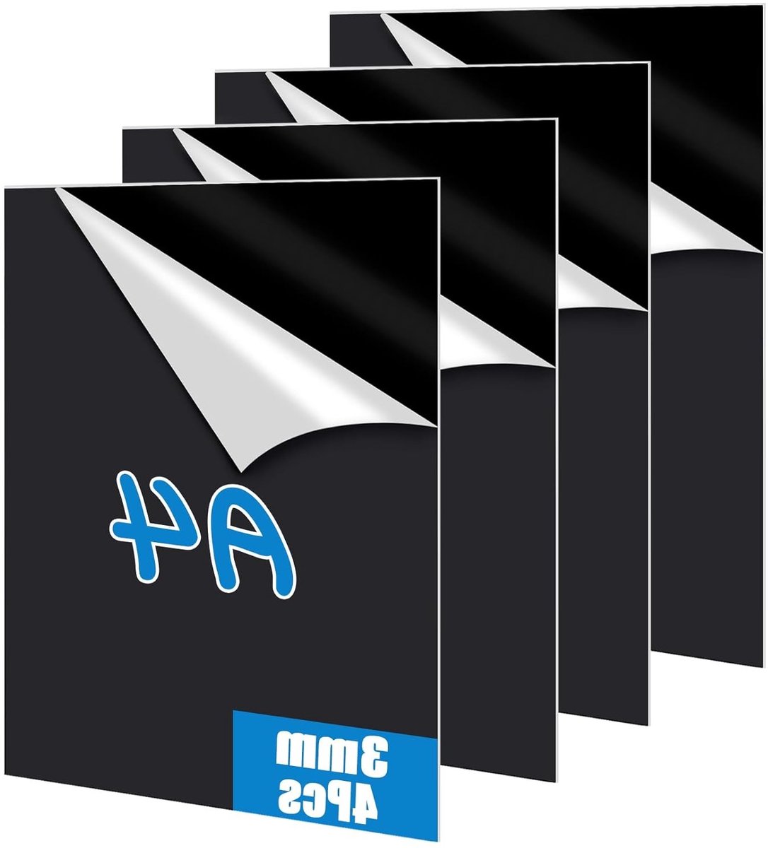Allecto Plus - Pack van 4 Zwarte Acrylplaten A4 Formaat 3 mm Dikte - Lasersnijdbaar - 21 x 29,7 cm - Kunststofplaten voor Fotolijst Project Schilderij Exhibition.Geschikt voor meerdere DIY-toepassingen.