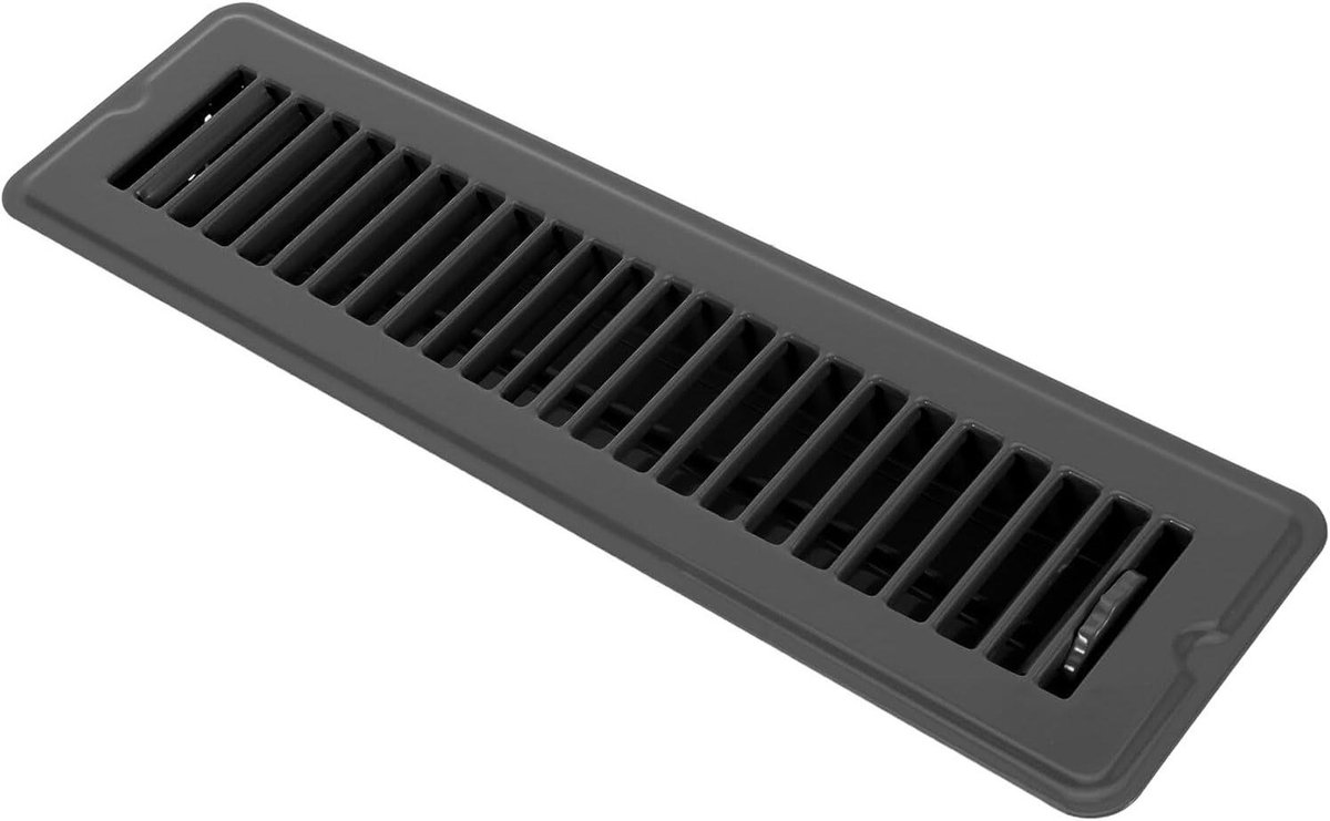 Vloerventilatierooster - Luchtuitlaat Afdekking - Luchtstroom Regeling - Beloopbaar Metaal - 34x10 cm - Zwart