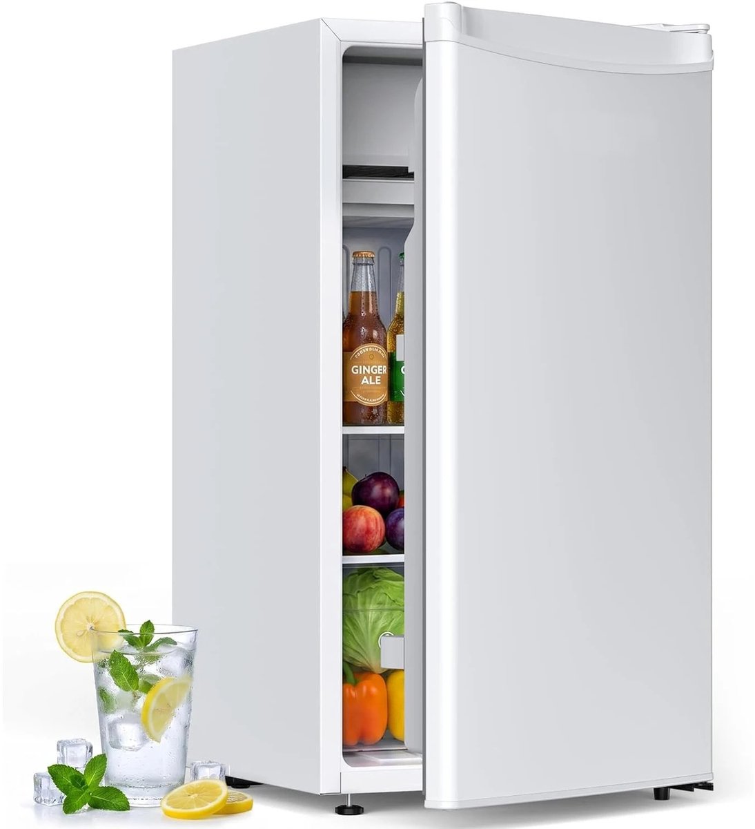 Celestul Mini Koelkast 90L - Koelkast met Vriesvak - Stille Minibar 41 dB - Compacte Koelkast voor Slaapkamer, Kantoor & Studentenkamer - Wit