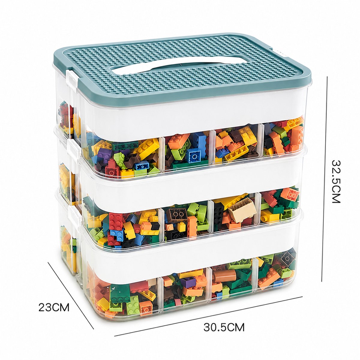 Innovastore Opbergbox - Opbergdoos - Knutselspullen Organiser - Opbergbox Bouwstenen - Blokkenbox - Stapelbaar 3 Lagen -