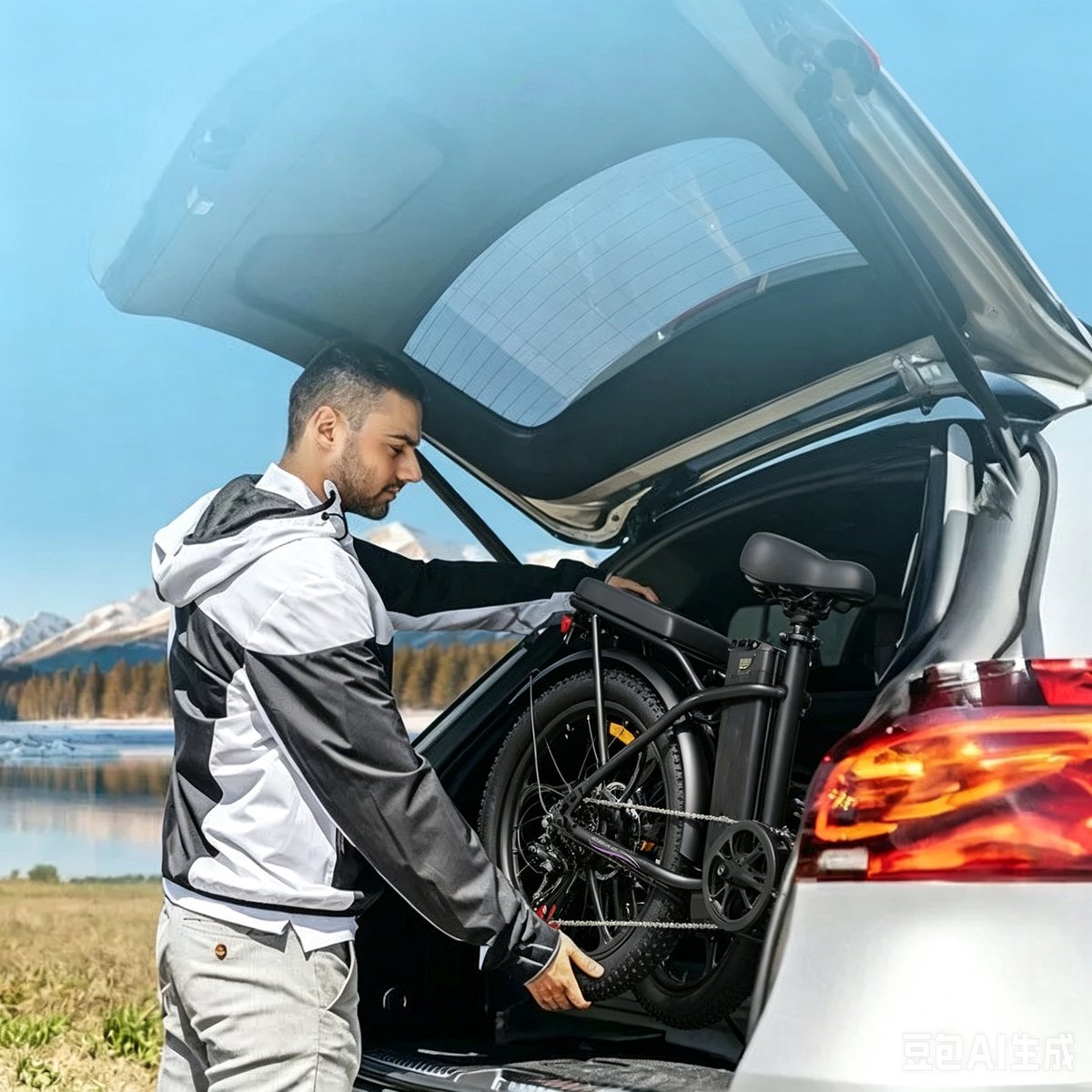 Runetic Elektrische fiets - Actieradius 80km - Verwijderbare batterij 36V13Ah - Motor 250W - 25KM/H - 20“* 3.0” opvouwbare City Commuter E-Bike – foto 2