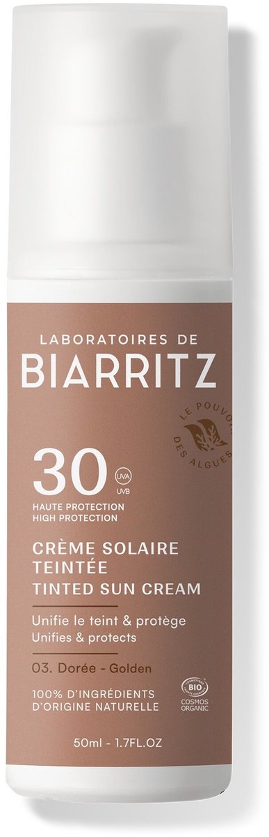 Laboratoires de Biarritz - Suncare - Alga Maris - Getinte Gezichtszonnebrand SPF30 Goud 50ml