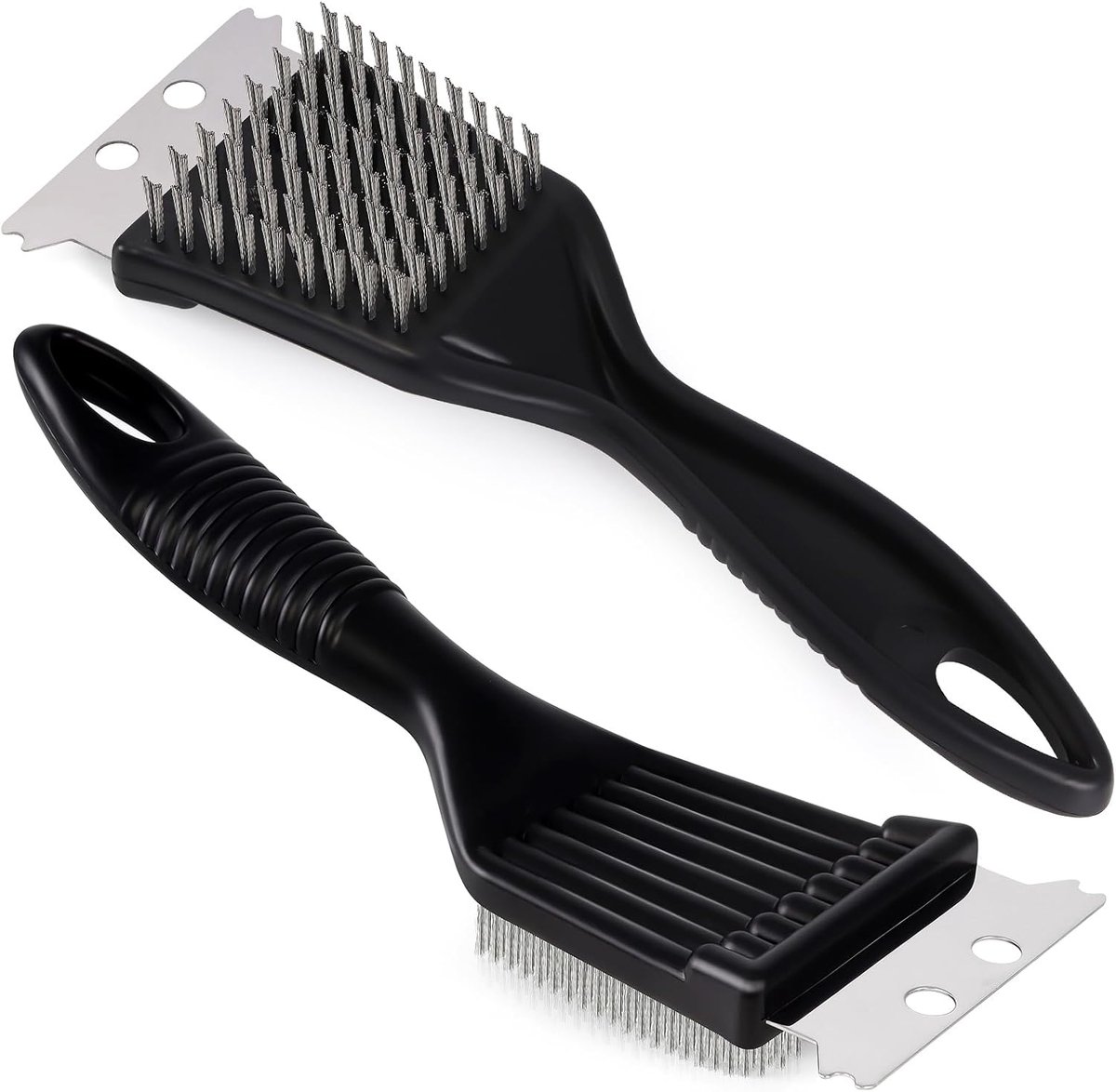 Bbq borstel - Grillborstel - BBQ accesoires - barbecueborstel voor het schoonmaken - roestvrijstalen grillborstel - schoonmaakgereedschap voor buitenbarbecues - duurzaam en gemakkelijk schoon te maken - set van 2