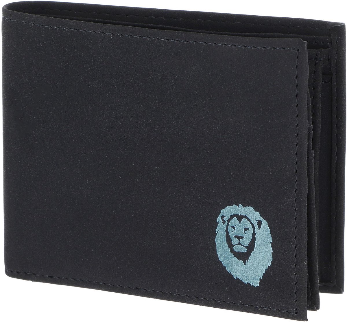oxmox portemonnee New Cryptan RFID Protect Querscheinbörse Freedom Lion Print Cyan Black zwart