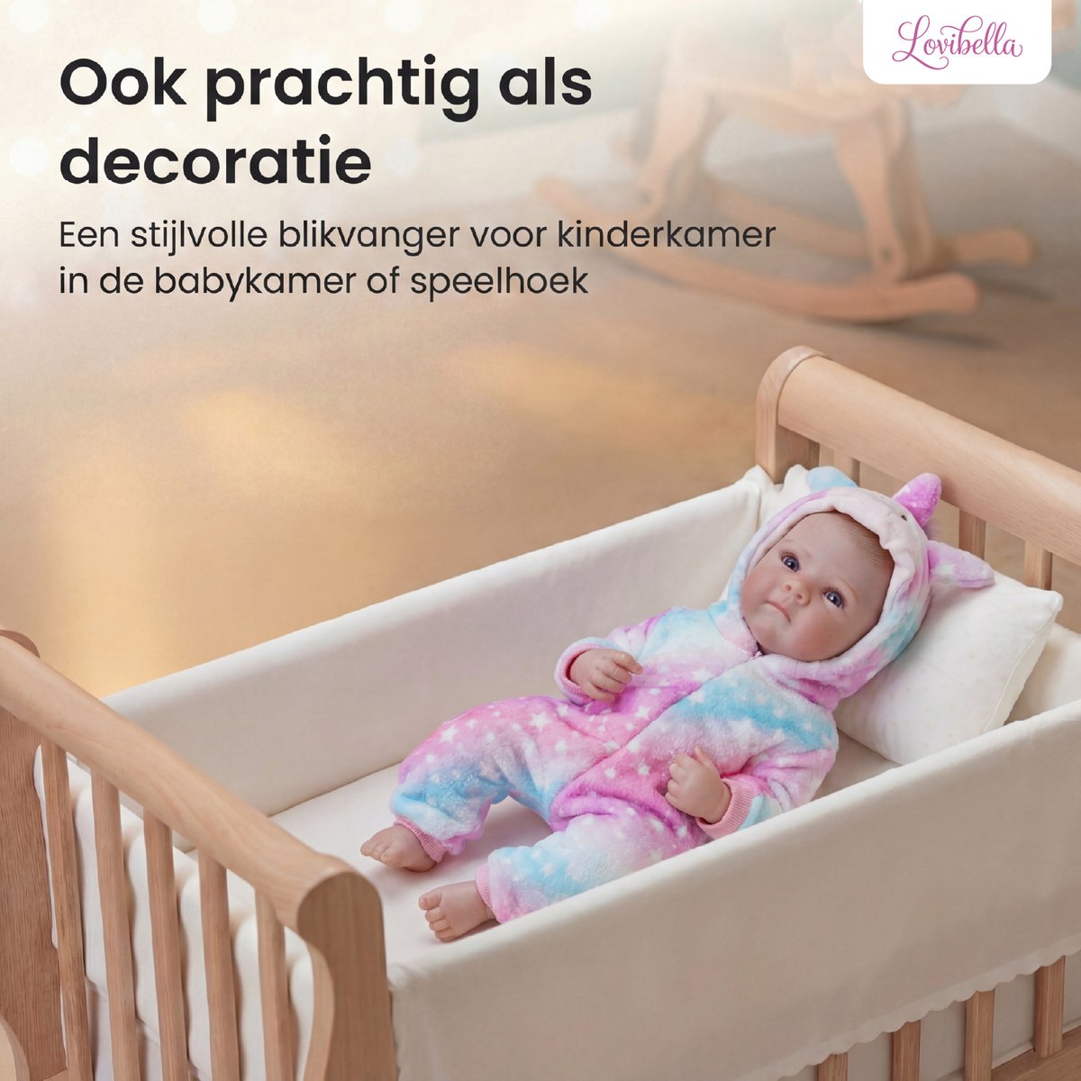 Lovibella® Elara Unicorn Levensechte Babypoppen - 1,1 Kilo - 45 CM - Reborn Baby Pop - Met Accessoires - Reborn Baby - Reborn Baby Doll - Dementie Pop - Reborn Poppen Meisje — afbeelding 7