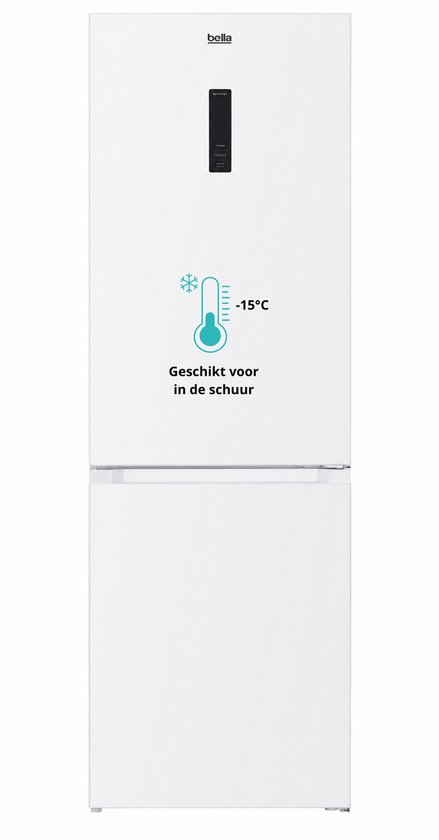 Energiezuinige Bella koelvriescombinatie No Frost 337L, winterfunctie -15°C, stil 39 dB, wit