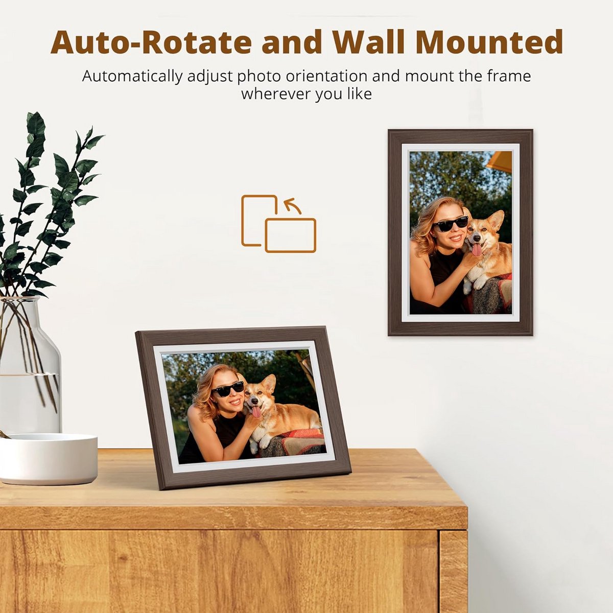 Digitale fotolijst - Foto display - Herinneringen delen - WiFi verbinding - 10 inch - Bruin — cadeau in Wonen & Interieur - foto 6