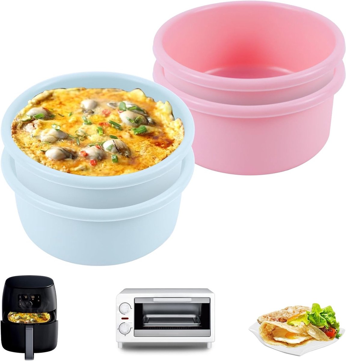 Set van 4 Siliconen Eieren voor Airfryer - Herbruikbare Antiaanbakvormen voor Eiersandwiches, Muffins en Pannenkoeken