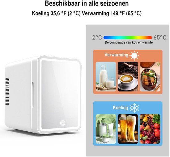 EAFC Skincare Fridge - Mini Koelkast - Make-up Koelkast met Spiegel - Beauty Fridge met Spiegel en 3 Standen Ledverlichting - Cosmetica - 4 Liter van eafc — afbeelding 5