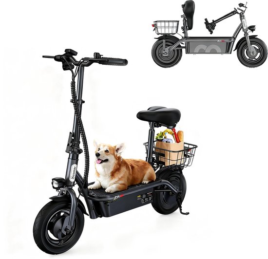 iScooter E3 Elektrische Step Volwassenen met Zitje - 60km Bereik - 1000W - 10 Inch - Opvouwbaar