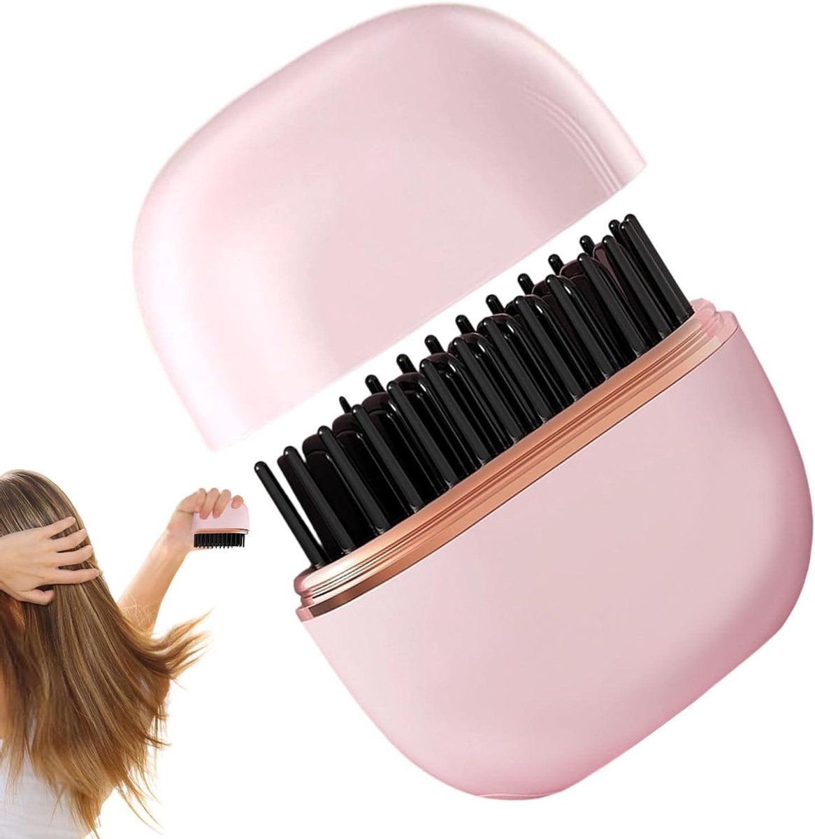 Draadloze Stijlborstel - Mini Stijltang - Haar Stylen - Snel Opwarmend - Compact Formaat - Zwart