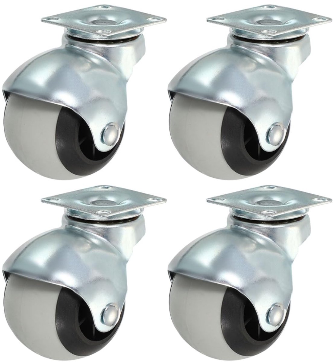 Cuhostki-4-Stuks-Duurzaam-Rubber-Vervangende-Kofferwielen-Zwart-1.5-Inch-Vlakke-Bodem-Galvaniseerd-Schokbestendig