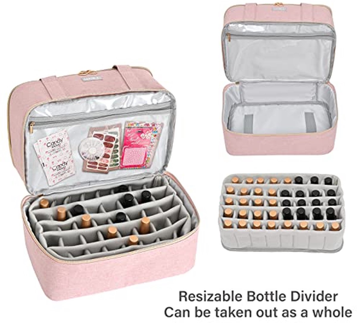 Nagellak Organizer - Lak Tas - Nagels Verzamelen - Dubbele Laag - 40 Flessen - Roze