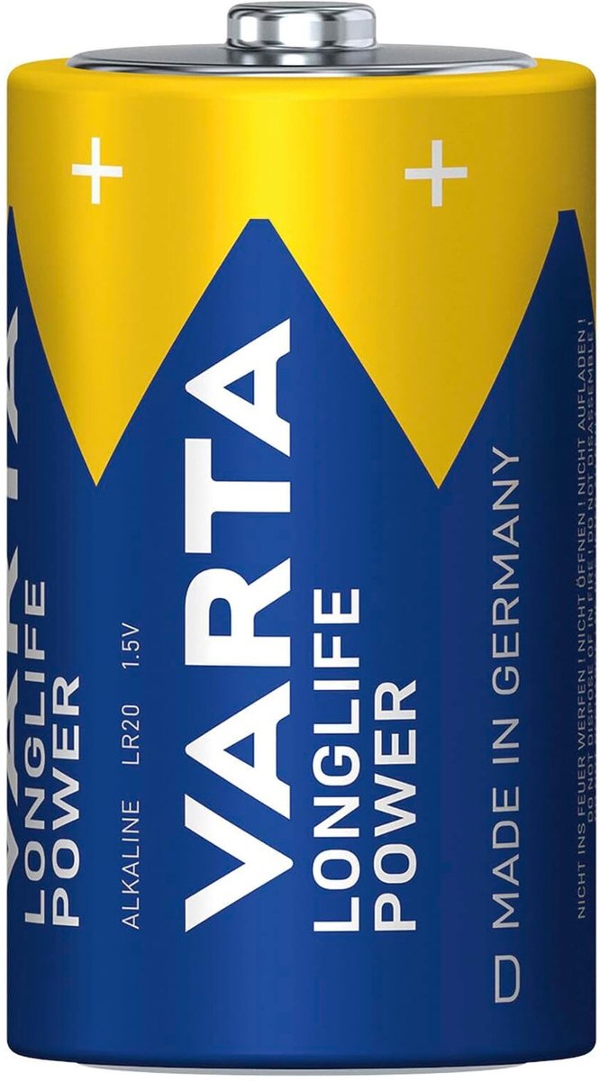 4 stuks R-20 R20 D 1,5 V alkalinebatterijen Longlife Power van Varta