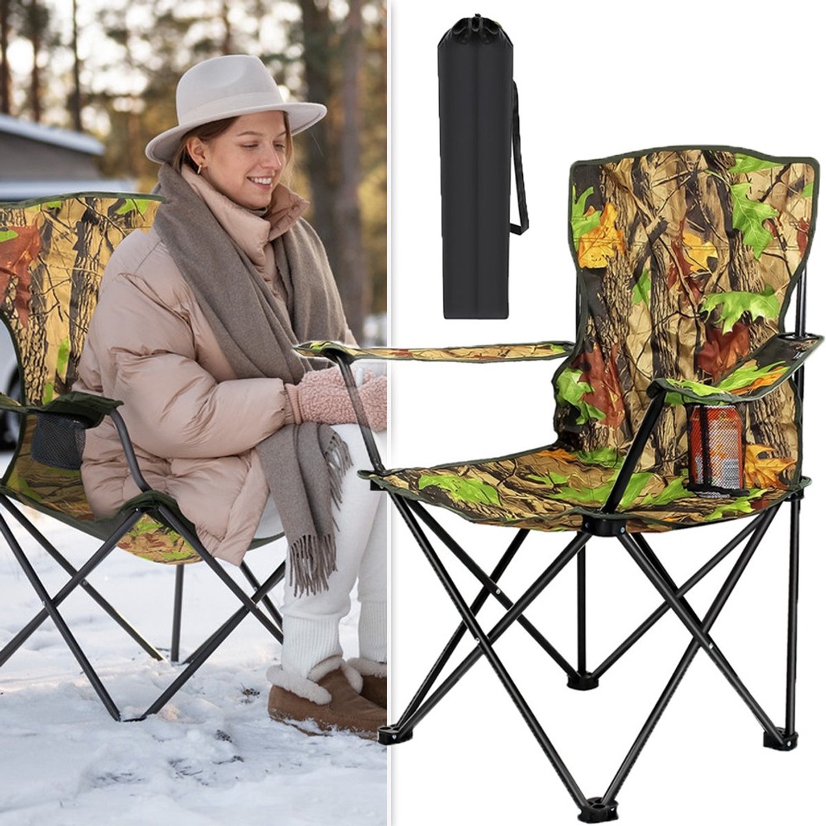 Opvouwbare Campingstoelen Draagbaar Met Opbergtas En Bekerhouder-Opvouwbare Stoel Voor Buitenreizen Terras Strand Vissen
