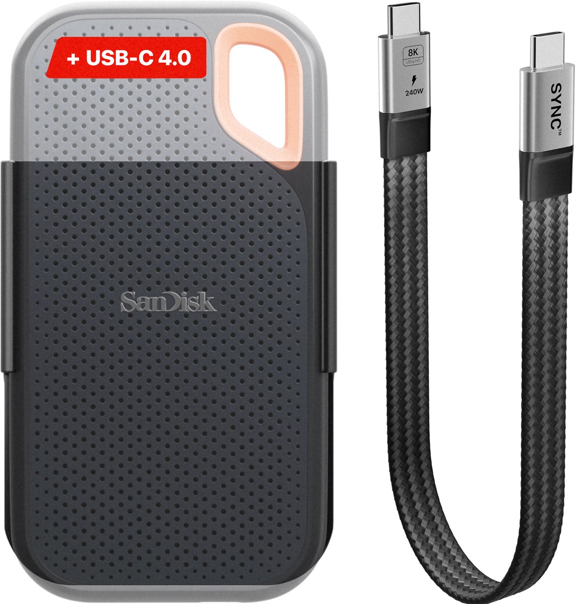 CRAP.SUPPLY® - Magnetische SSD Houder Sandisk Extreme + USB-C 4.0 Kabel — Laptop Mount - Carbon Fiber - Bundel