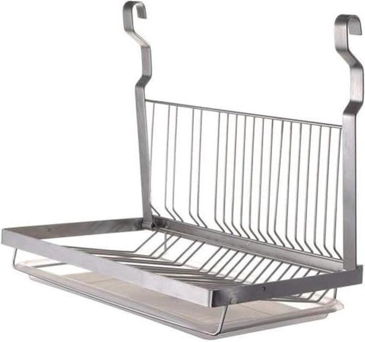 Inklapbaar Afdruiprek - Servies Organizer - Keuken Opbergen - Roestvrij Staal - 39.5 x 26.2 cm - Zilver