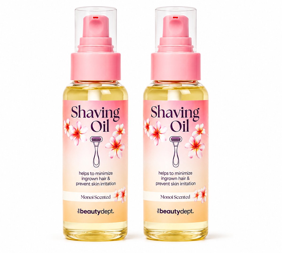 Beautydept Shaving Oil Duopack – 2x Scheerolie – Tegen Ingegroeide Haren & Huidirritatie – Hydraterend – Monoi Geur