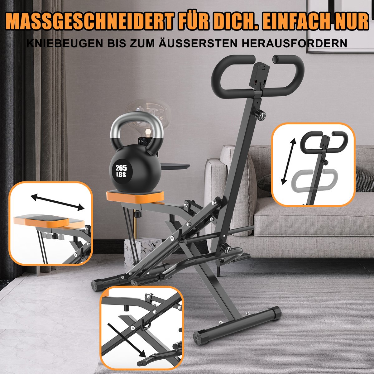 GigaCloud Squat Trainer Fitnessapparaat Opvouwbaar Zwart - afbeelding 2