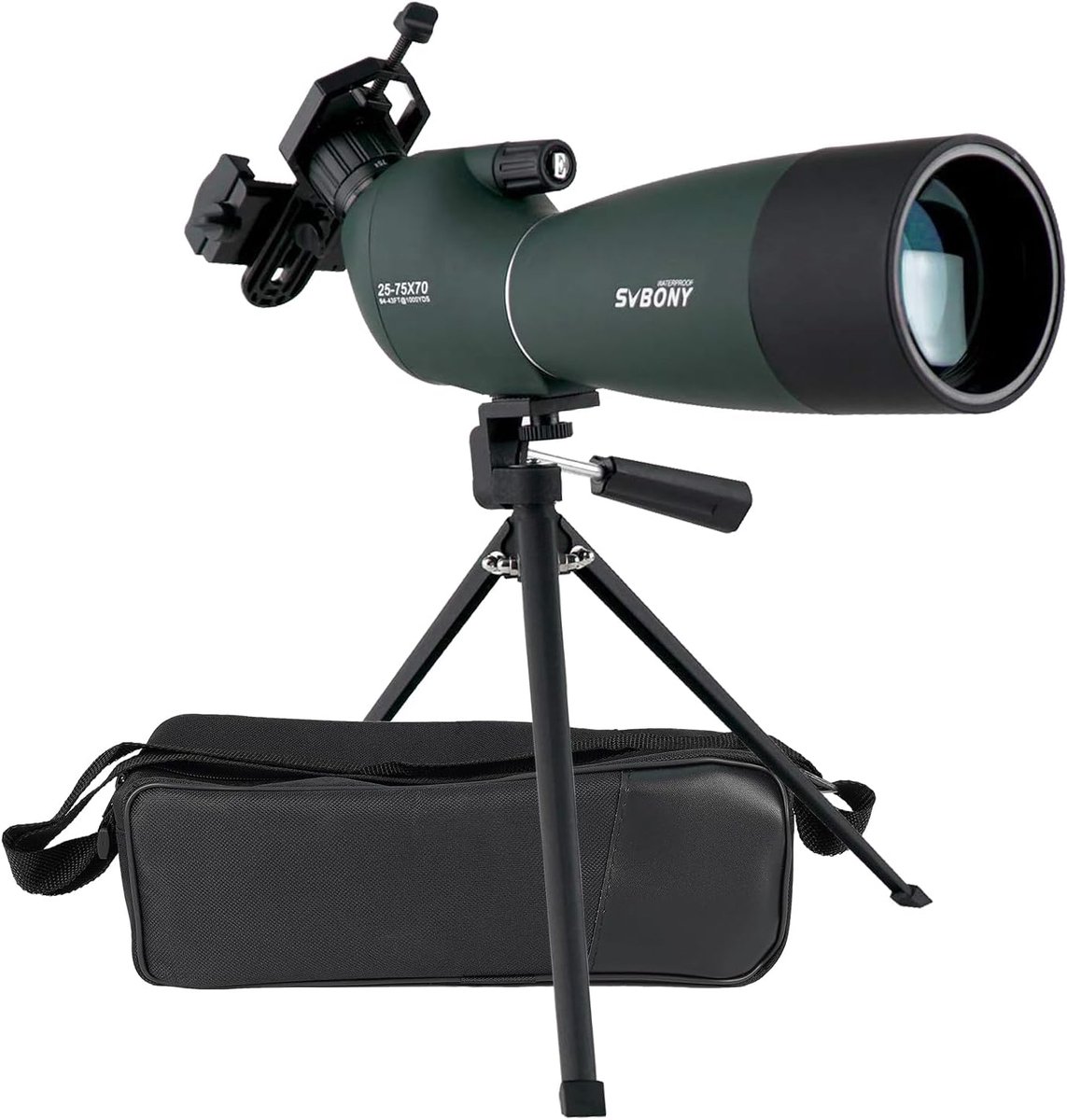 Svbony Spektiv – 25-75x Zoom – 70 mm BAK4 Multicoating – 45° schuin oculair – Incl. tafelstatief & smartphone-adapter – Helder beeld voor vogelspotten- landschap en meer-SV28