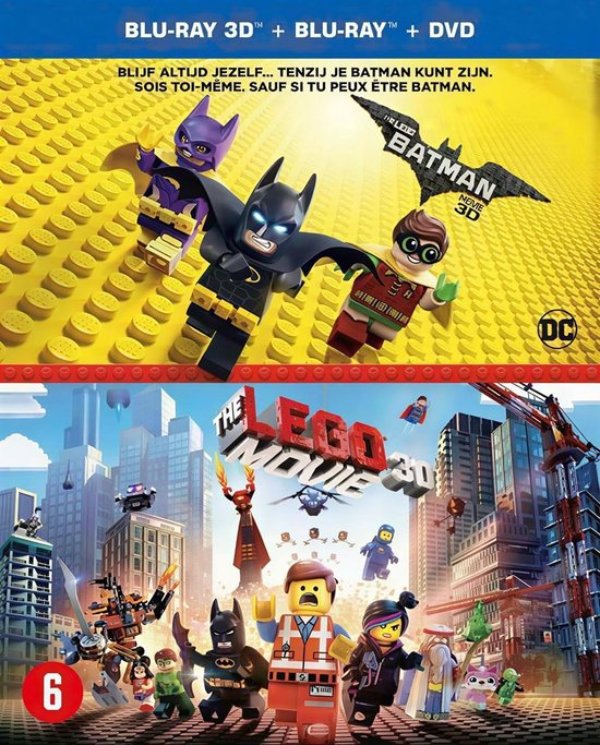 Blu-ray boxset van The Lego Movie en The Lego Batman Movie in 3D. Met Lego-personages op de voorkant.