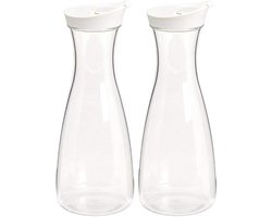 Plastic Karaffen - Drankkannen Set - Drank Serveren - BPA-vrij Materiaal - 2 Stuks 1.5 Liter - Wit Helder