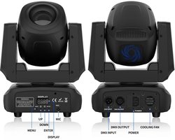 Velori Moving Head Spot 120W Zwart - DMX Podiumverlichting - Moving Head Gobo 8 Kleuren - 540° Pan 180° Tilt - Prisma 3/5 - DJ Club Bar Feest Bruiloft - DMX512 Geluidsgestuurd