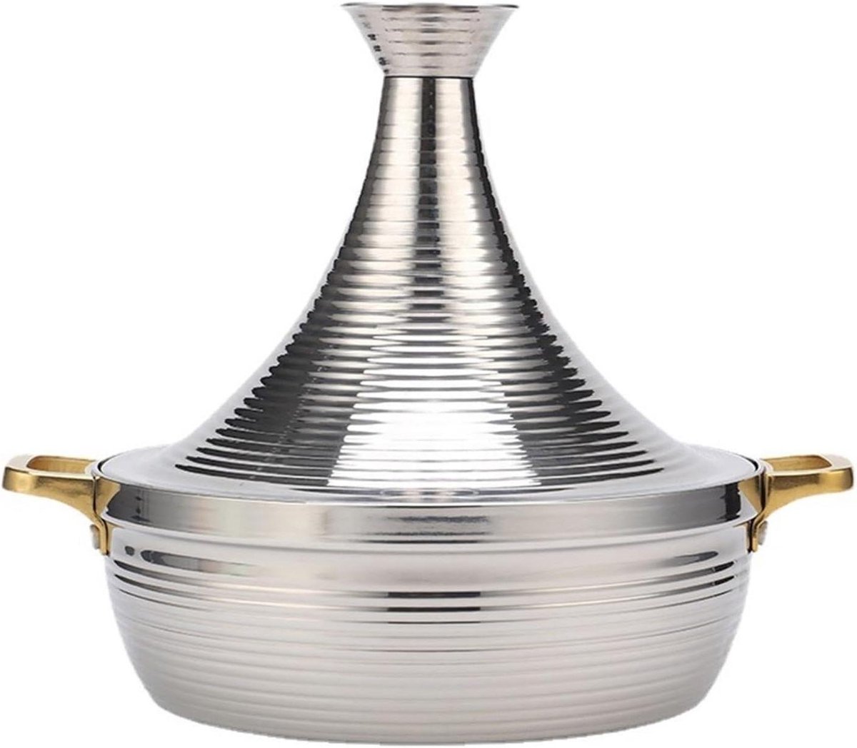 Marokkaanse Tajine - Stoofpot Pan - Gerechten Stoven - Drielaags Staal - 28 cm - Zilver