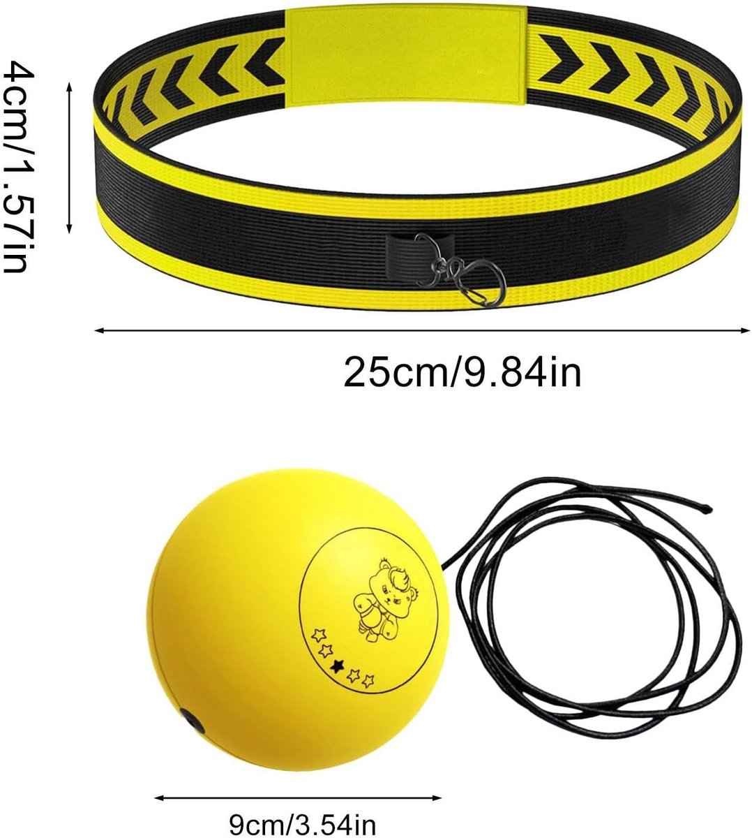 Boks Reflexbal Hoofdband - Training Bal Set - Verbeter Coördinatie - Adaptief Trainingshulpmiddel - Unisex - Geel