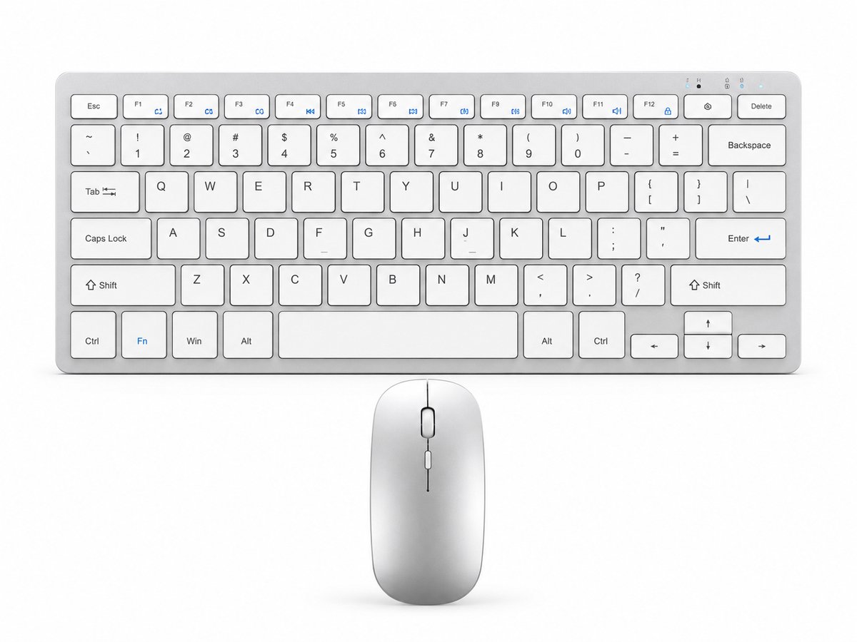 APO Electronics® AirKeys S1 - Draadloos Toetsenbord en Muis Set - Bluetooth + USB - Stil Typen - Ultradun Design - Compact Keyboard - Tot 5000 DPI - Voor Windows & Mac - Wit