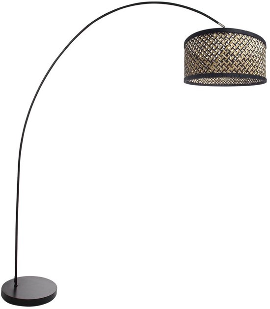 Lampe à arc Mexlite Solva Zwart Bamboe Naturel/ Zwart