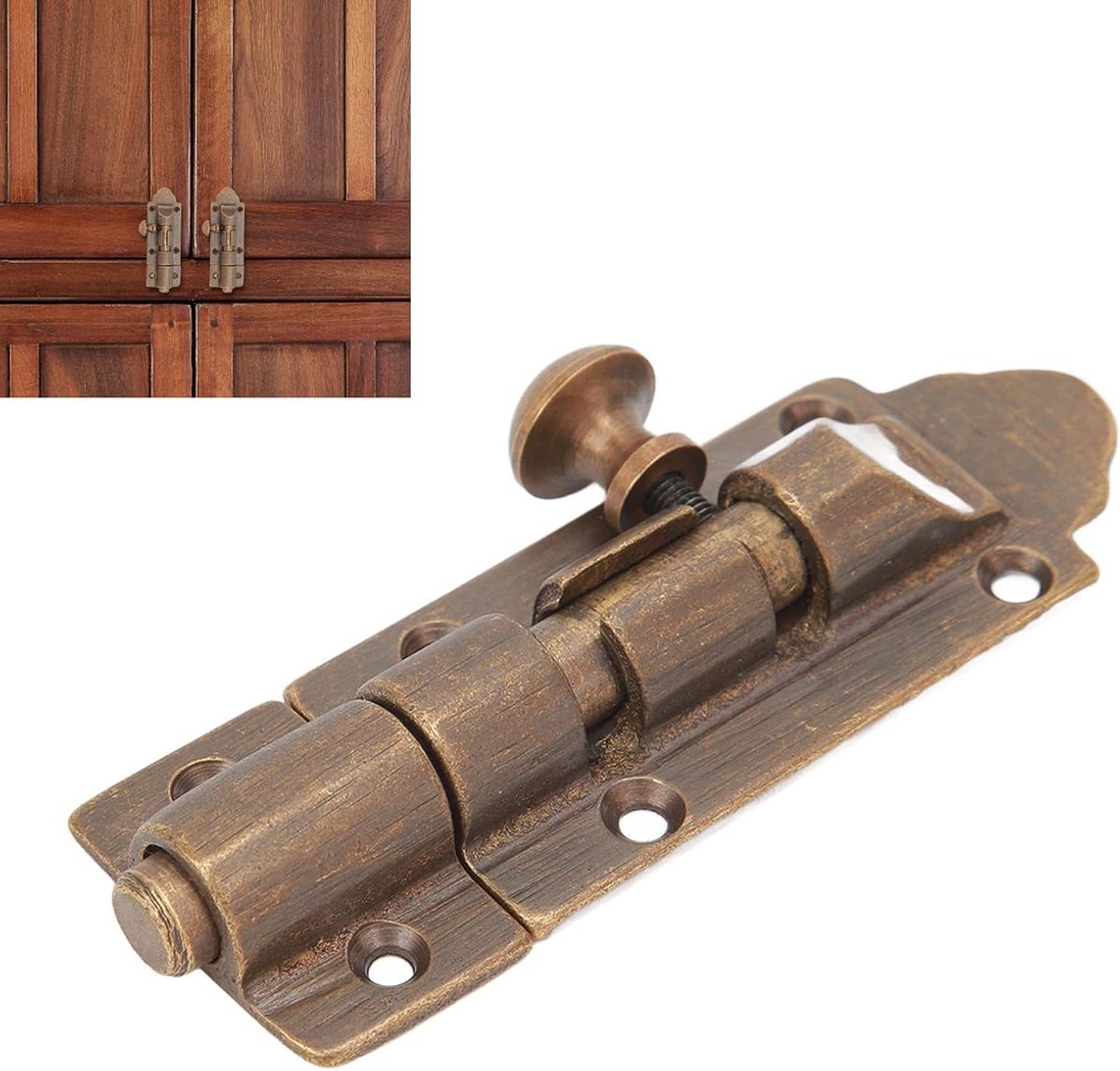 Dailygoods- Schuifdeur Latch Veiligheid - Deurslot Binnendeur - Vergrendeling - Messing - Eenvoudig te Installeren - Geschikt voor Kinderen
