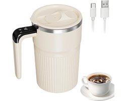 Zelfmengende Mok - Mixbeker Elektrisch - Dranken Bereiden - Met Temperatuurdisplay - 400 ml - Beige