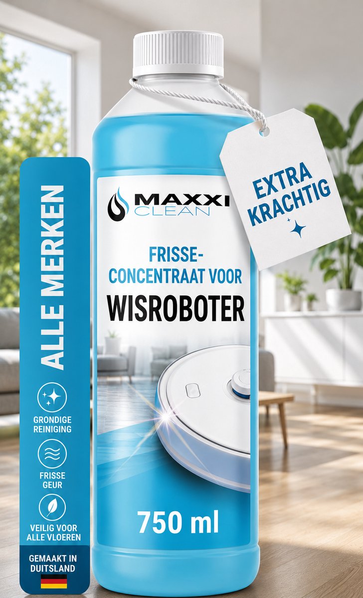 Maxxi Clean Vloerreiniger Robotstofzuiger 750 ml - Set van 4 Flessen (3 L Totaal) - Universele Reiniger Concentraat met Frisse Geur voor Robot Mop - Tegels Laminaat Parket
