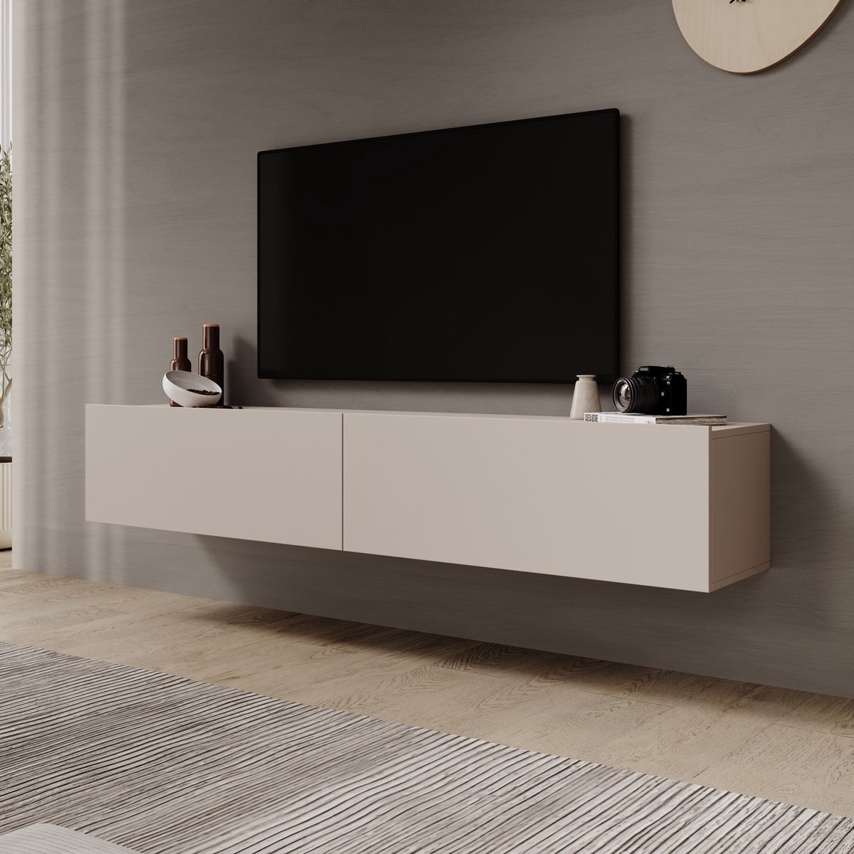 Meubella - Gelvio - TV-Meubel - Beige - 180x32x32 cm