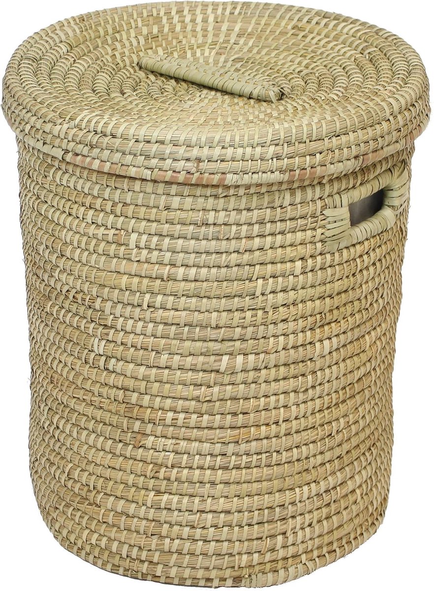 Grote wasmand - Opbergmand met deksel - Kleding opbergen - Met waszak - 47 x 55 cm - Bruin