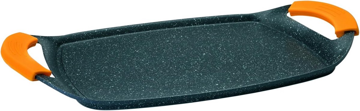 Grillplaat - Steenmotief Pan - Lekker Koken - Antiaanbaklaag - 36x23 cm - Zwart