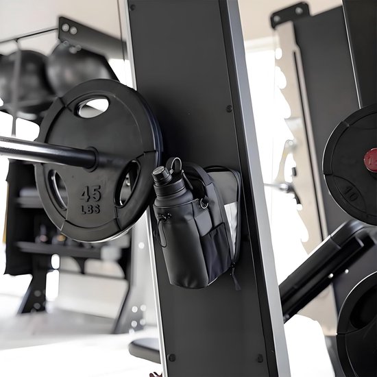 Magnetische Gymtas Met Grote Capaciteit - Draagtas Met Telefoonvak, Waterfles Organizer, Sportief, Zwart — afbeelding 2