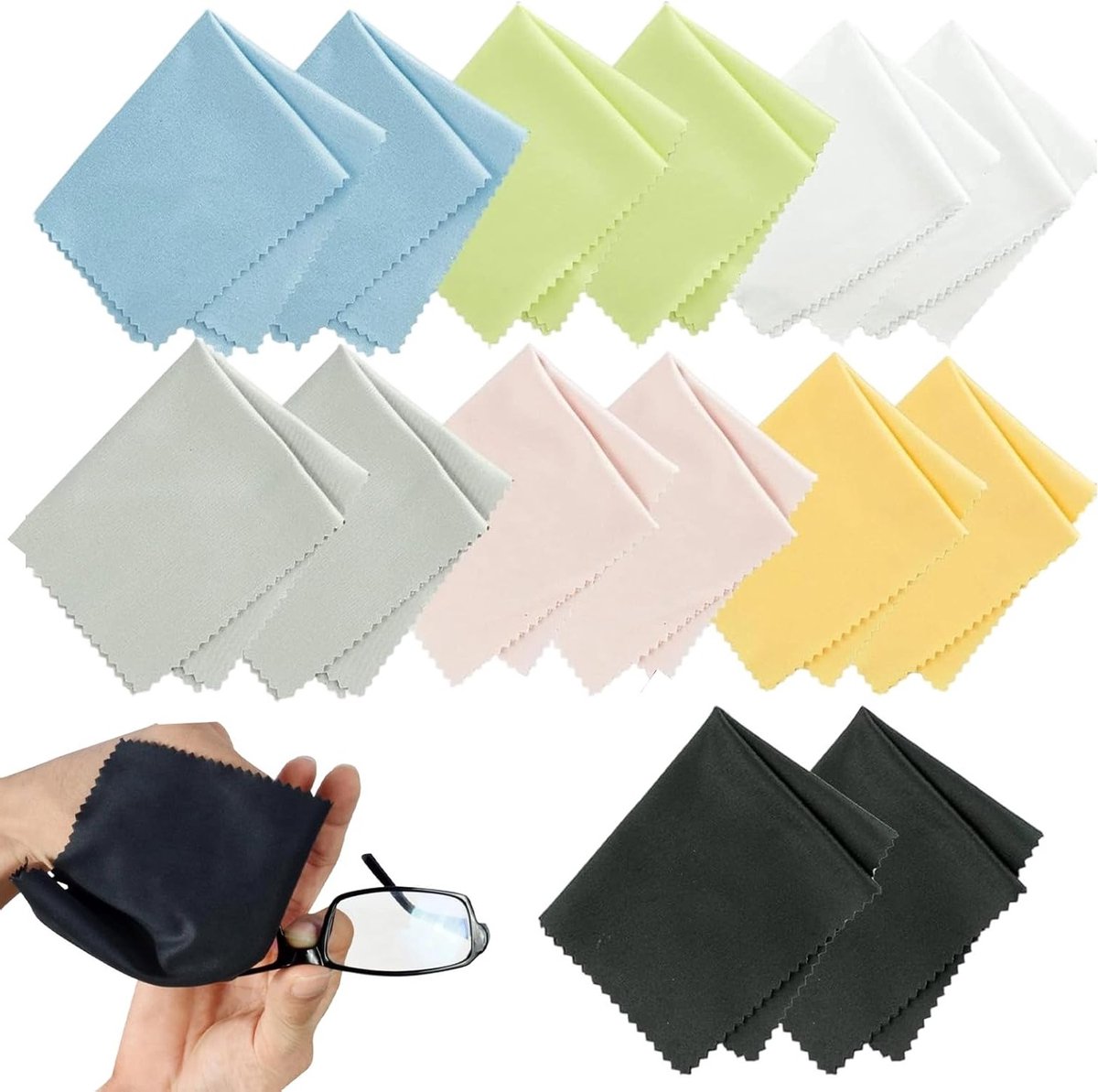 Set van 14 Microvezeldoeken – Kleurrijke Schoonmaakdoeken voor Schermen, Brillen en Camera's – Herbruikbaar en Ideaal voor Thuis en Reizen – 18 x 15 cm