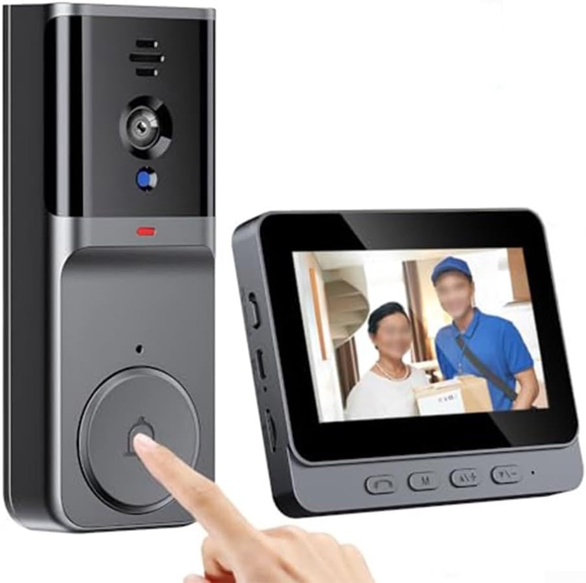 Draadloze Videodeurbel - Camera Deurbel - Veiligheid Thuis - 4G Connectiviteit - 1080P Resolutie - Grijs